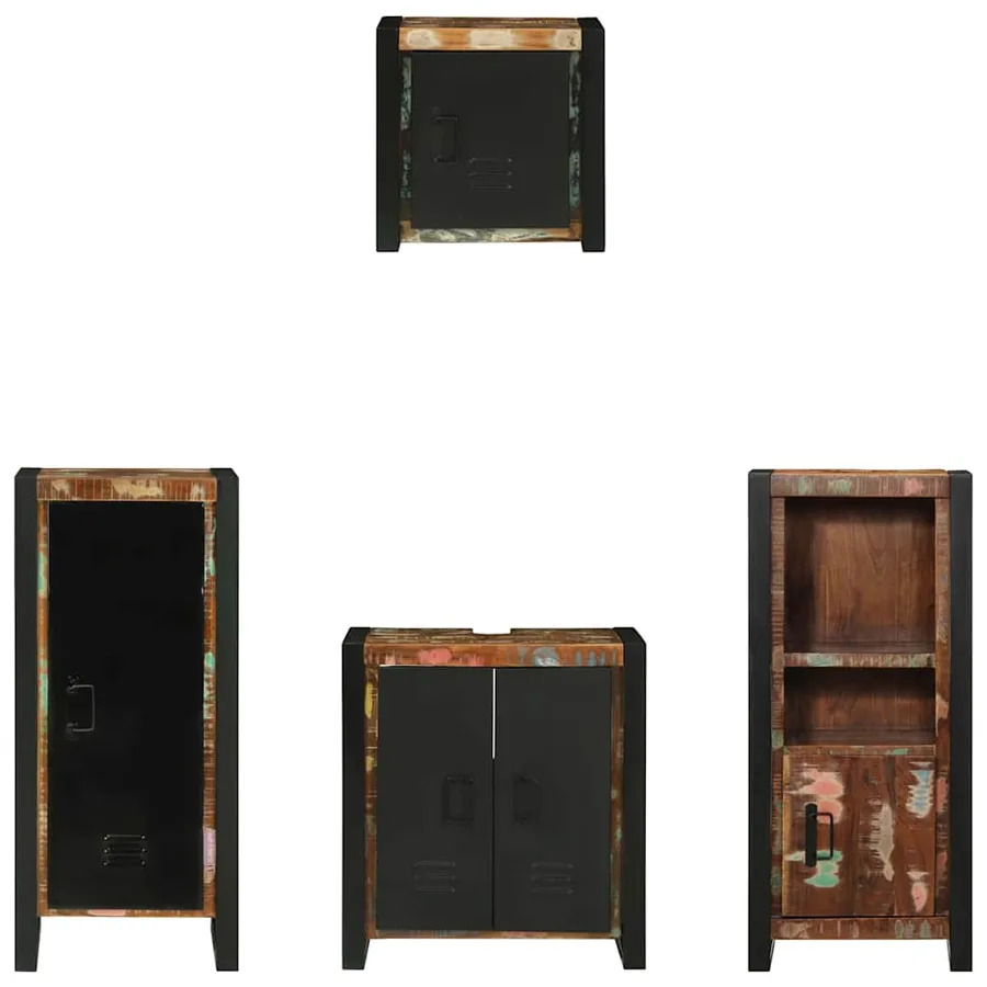 Ensemble de mobilier de salle de bain 4 pcs Bois Recyclé Solide - 8