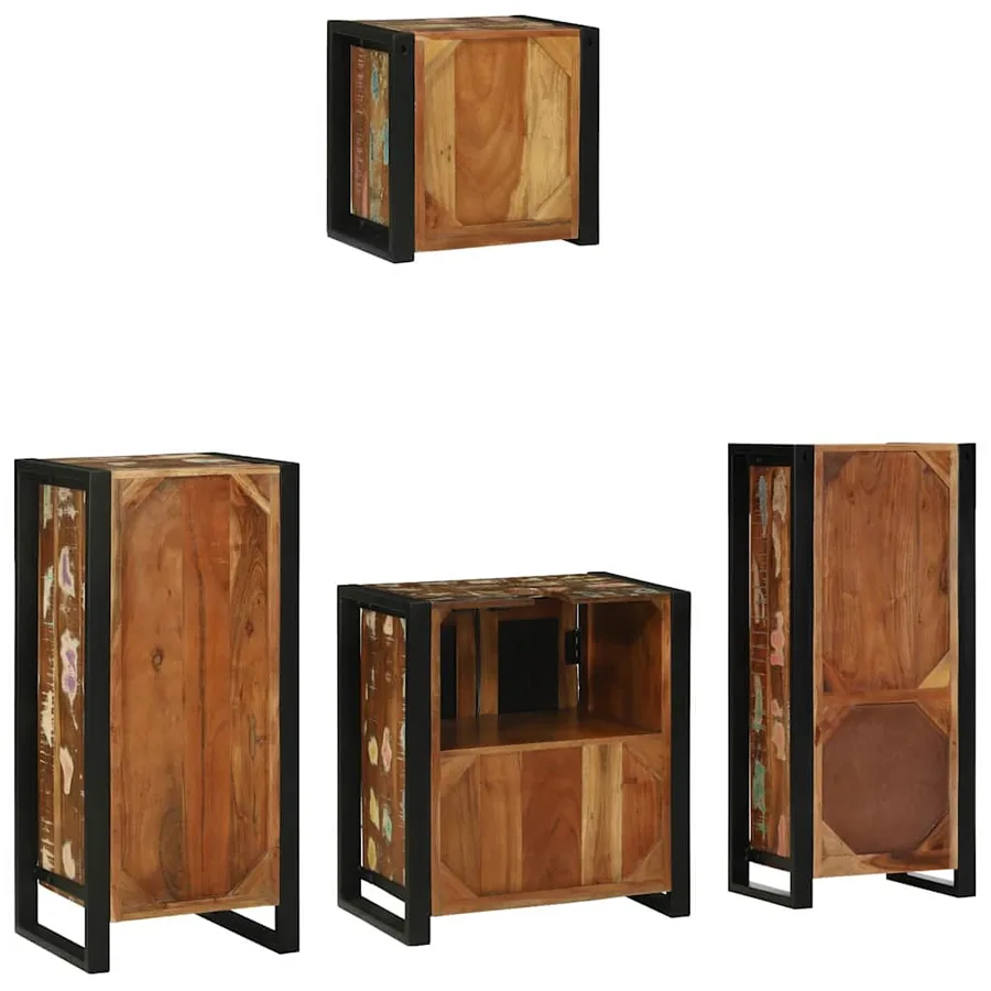 Ensemble de mobilier de salle de bain 4 pcs Bois Recyclé Solide - 9
