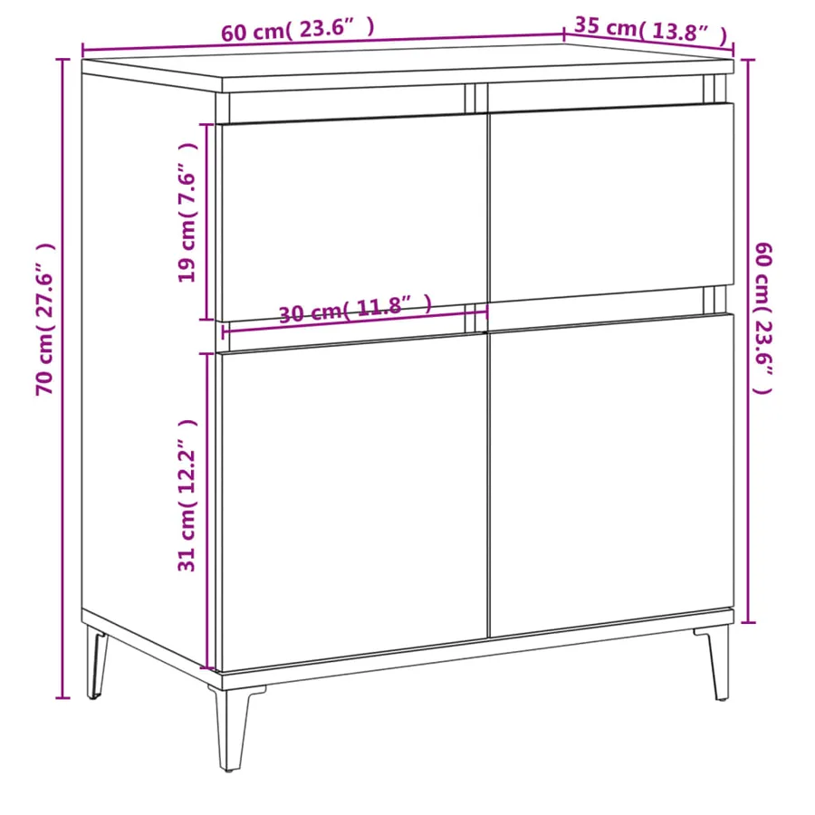 Buffet Gris béton 60x35x70 cm Bois d'ingénierie - 10