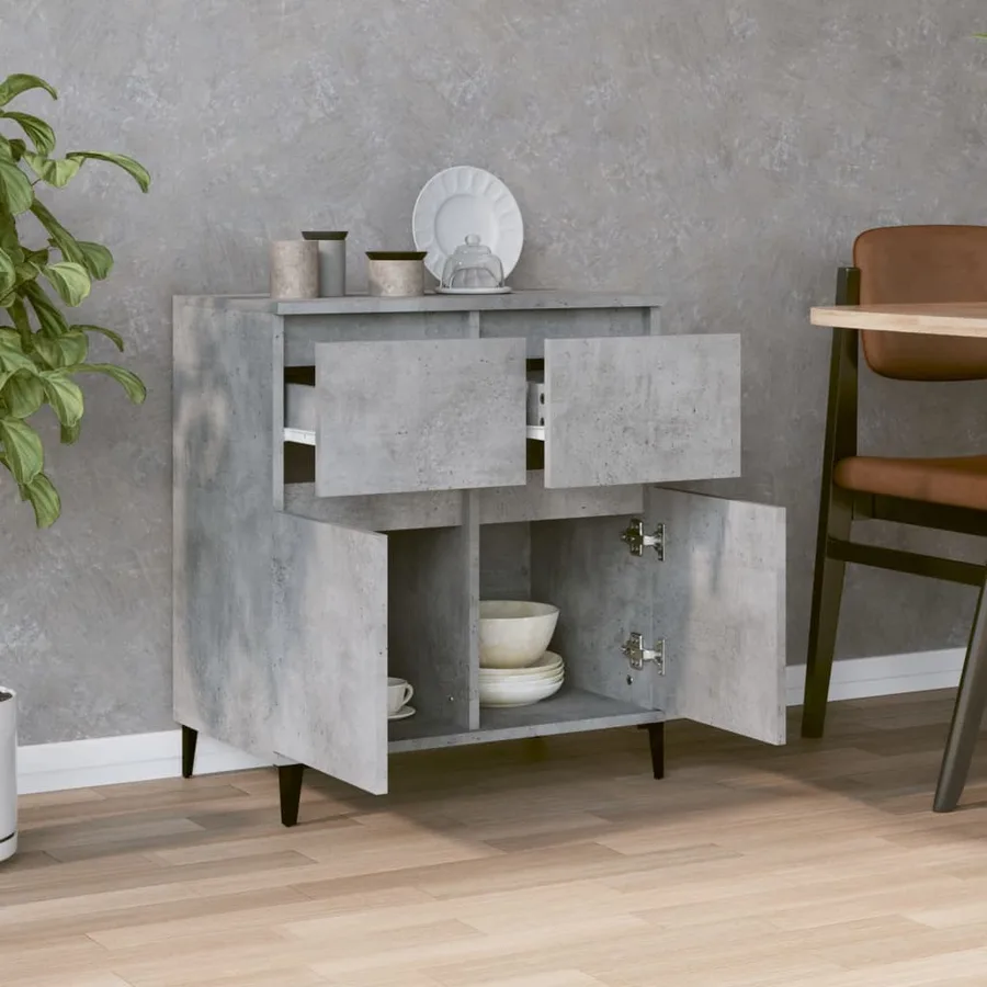 Buffet Gris béton 60x35x70 cm Bois d'ingénierie - 3