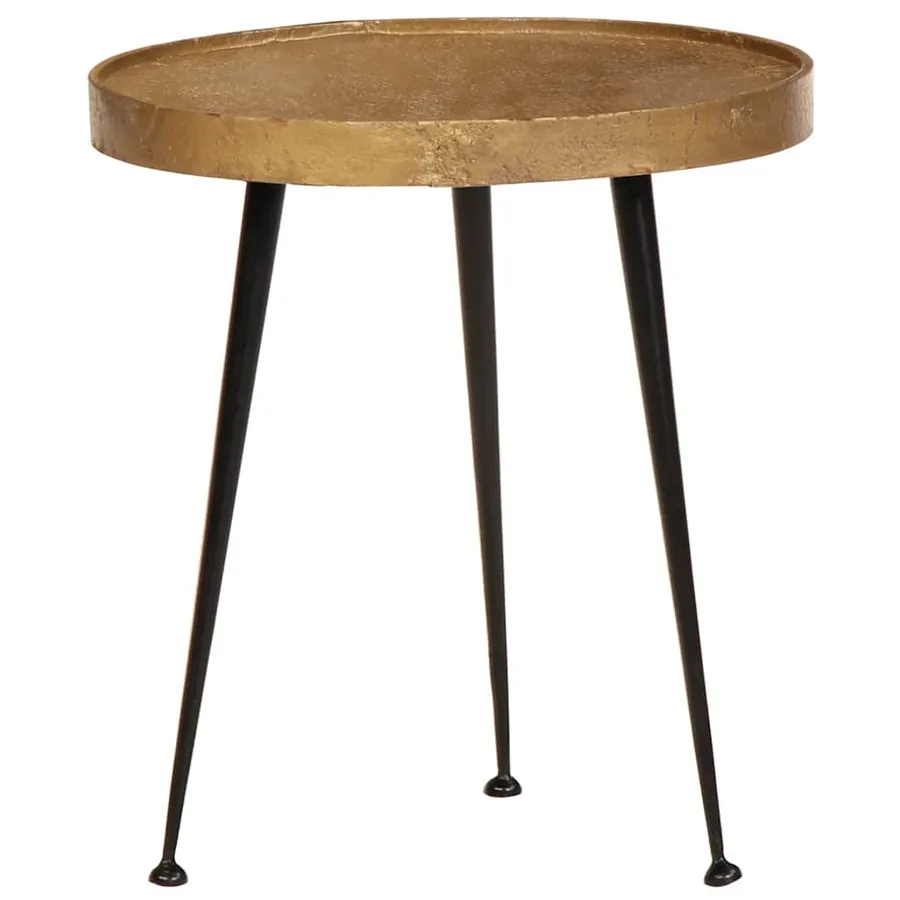 Table basse 3 pcs en bois d'ingénierie doré - 5