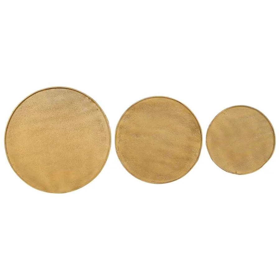 Table basse 3 pcs en bois d'ingénierie doré - 6