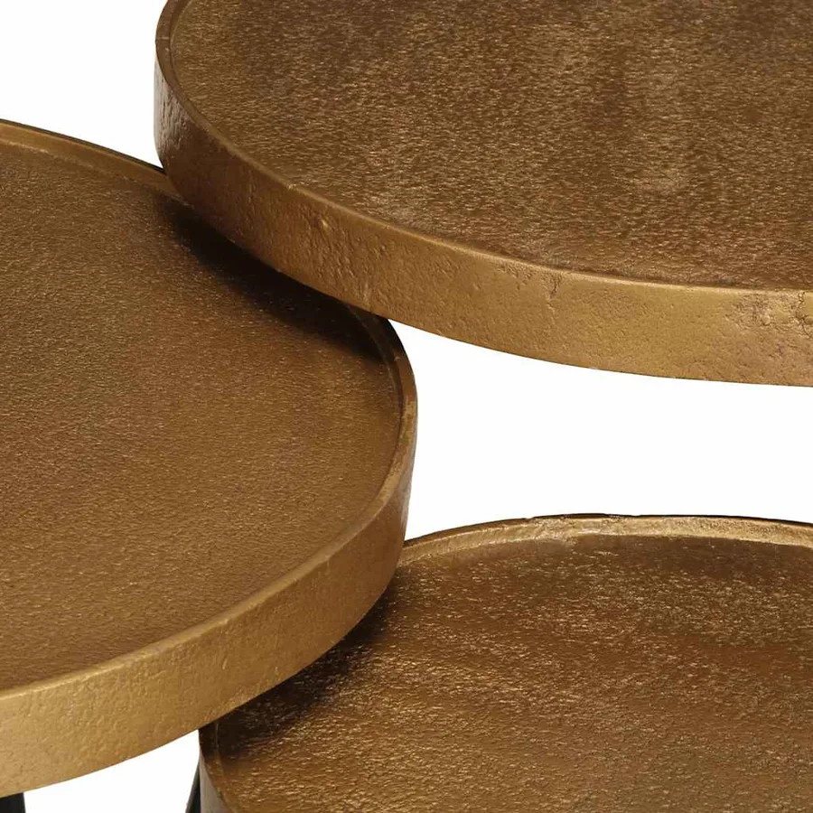 Table basse 3 pcs en bois d'ingénierie doré - 7