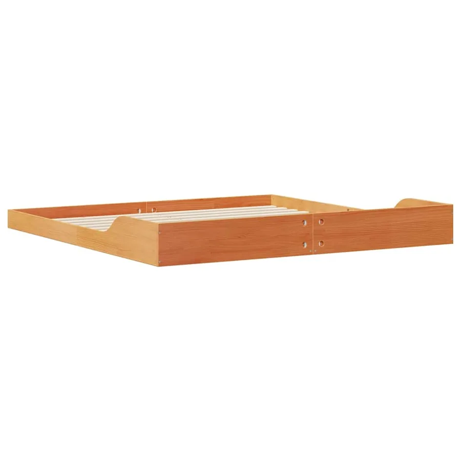 Cadre de lit Brun cire 200 x 210 cm Pin massif - 7