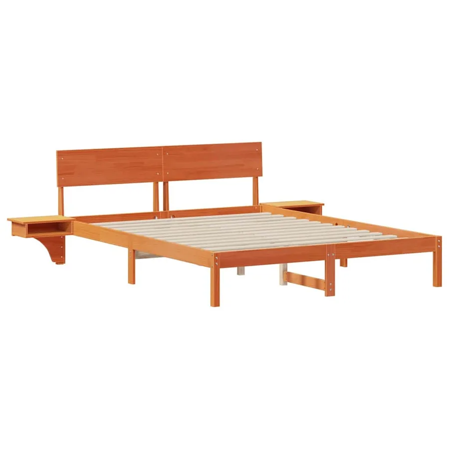 Cadre de lit avec tête de lit Brun cire 150 x 200 cm Pin massif - 4