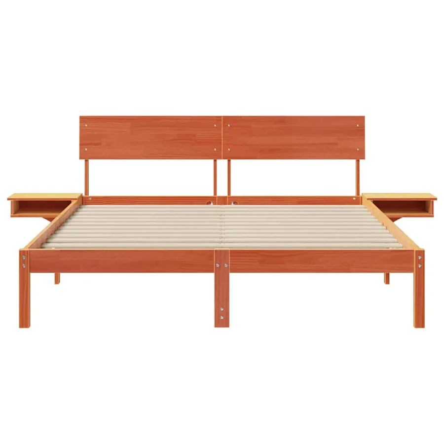 Cadre de lit avec tête de lit Brun cire 150 x 200 cm Pin massif - 5
