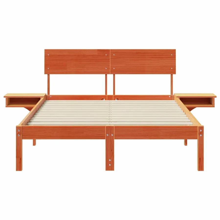 Cadre de lit avec tête de lit Brun cire 120 x 190 cm Pin massif - 5