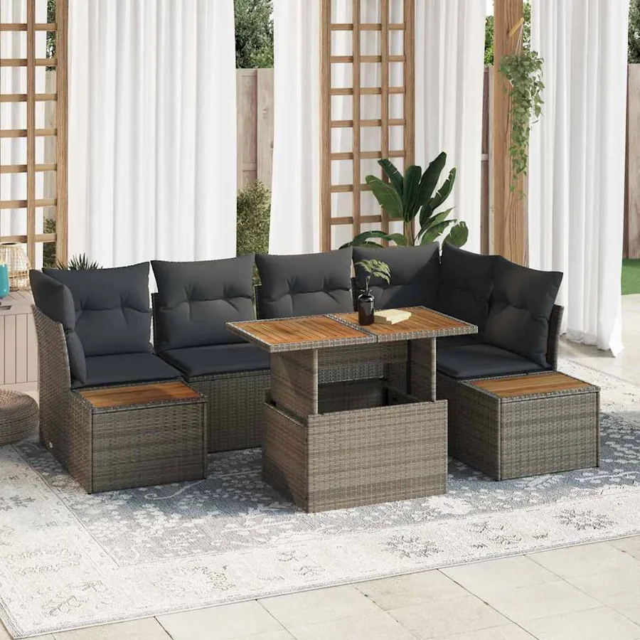 Ensemble de canapé de jardin 10 pcs Gris Poly rotin