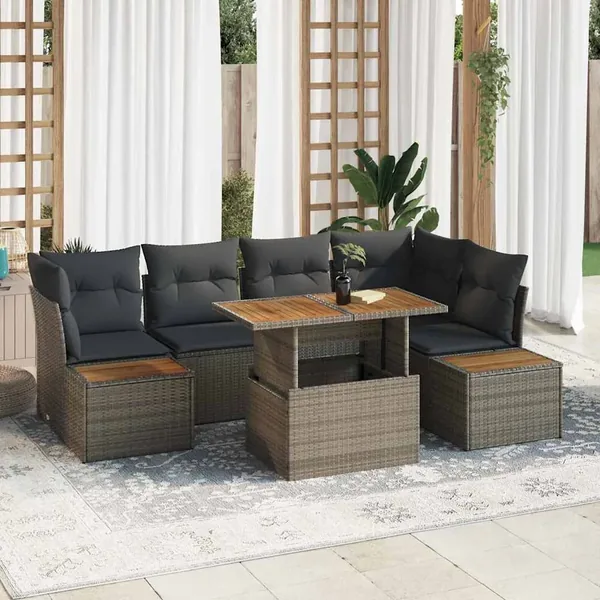 Ensemble de canapé de jardin 10 pcs Gris Poly rotin