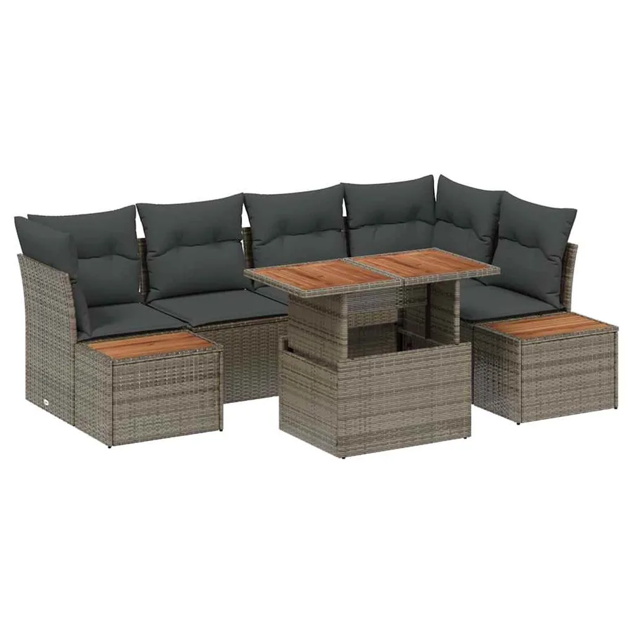 Ensemble de canapé de jardin 10 pcs Gris Poly rotin - 2