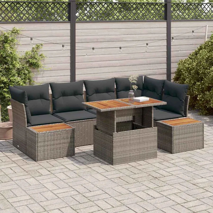 Ensemble de canapé de jardin 10 pcs Gris Poly rotin - 3