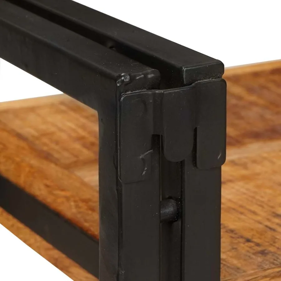 Table de chevet Marron et Noir Bois de mangue massif - 10