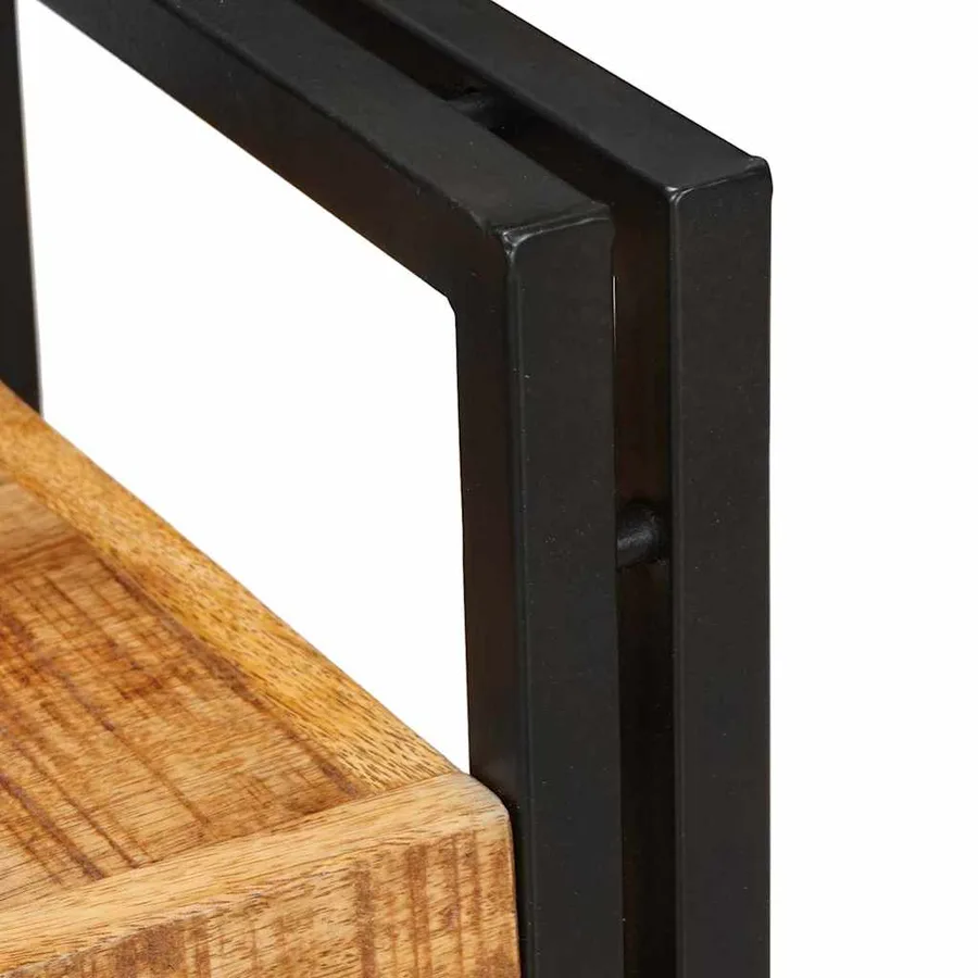 Table de chevet Marron et Noir Bois de mangue massif - 8