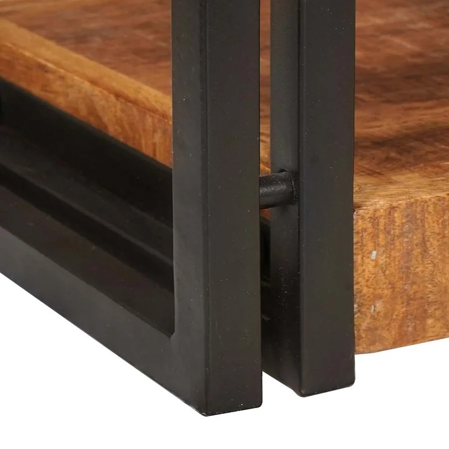 Table de chevet Marron et Noir Bois de mangue massif - 9