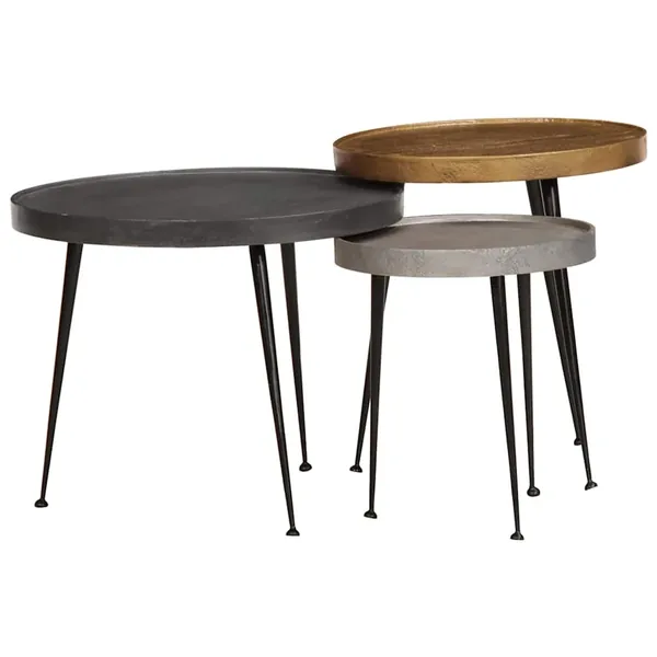 Table basse 3 pcs en bois composite multicolore
