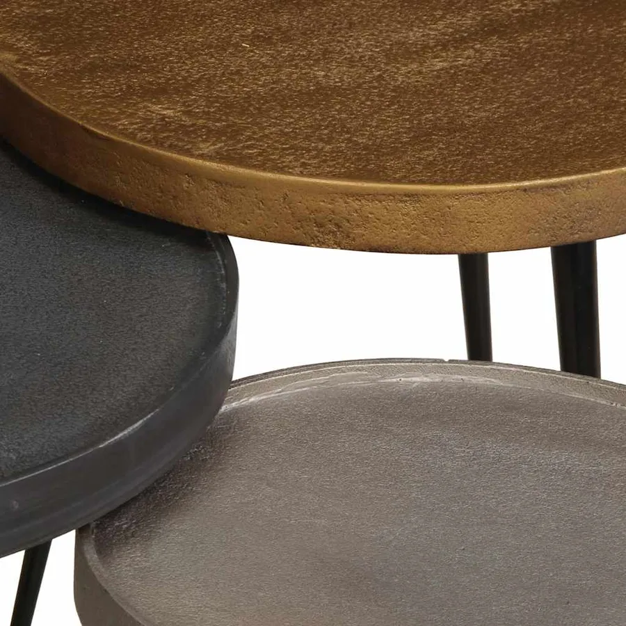Table basse 3 pcs en bois composite multicolore - 7