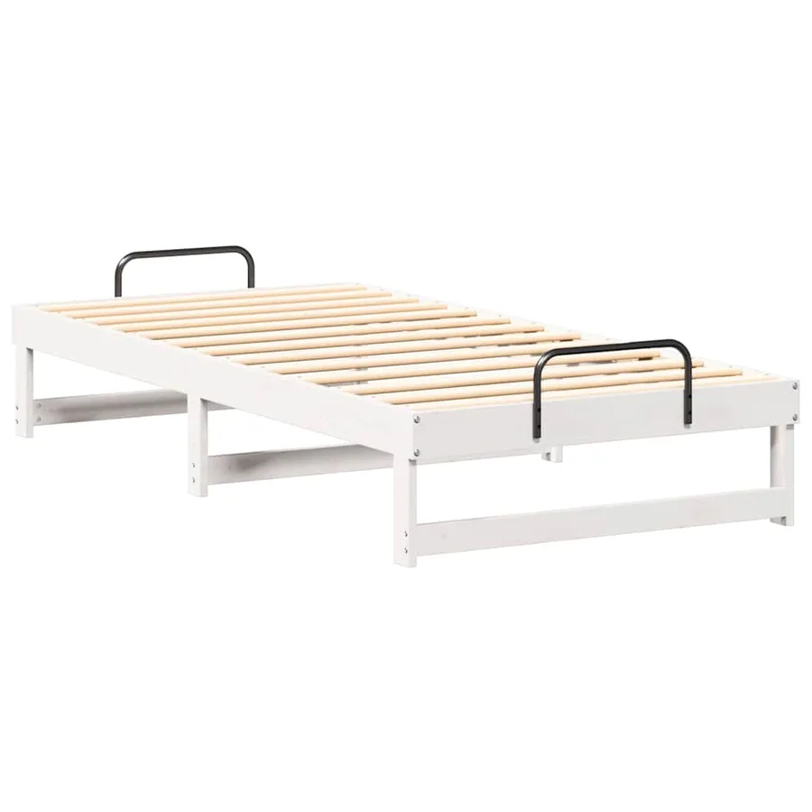 Cadre de lit Blanc 75 x 190 cm Pin massif - 7