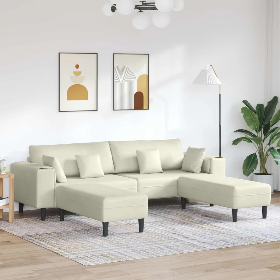 Canapé 3 pcs Crème 250 x 188 x 76 cm Velours