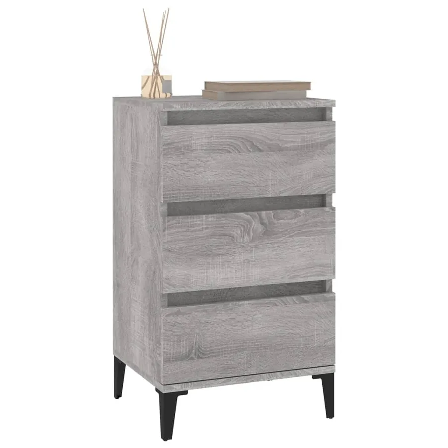Table de chevet sonoma gris 40x35x70 cm bois d'ingénierie - 4