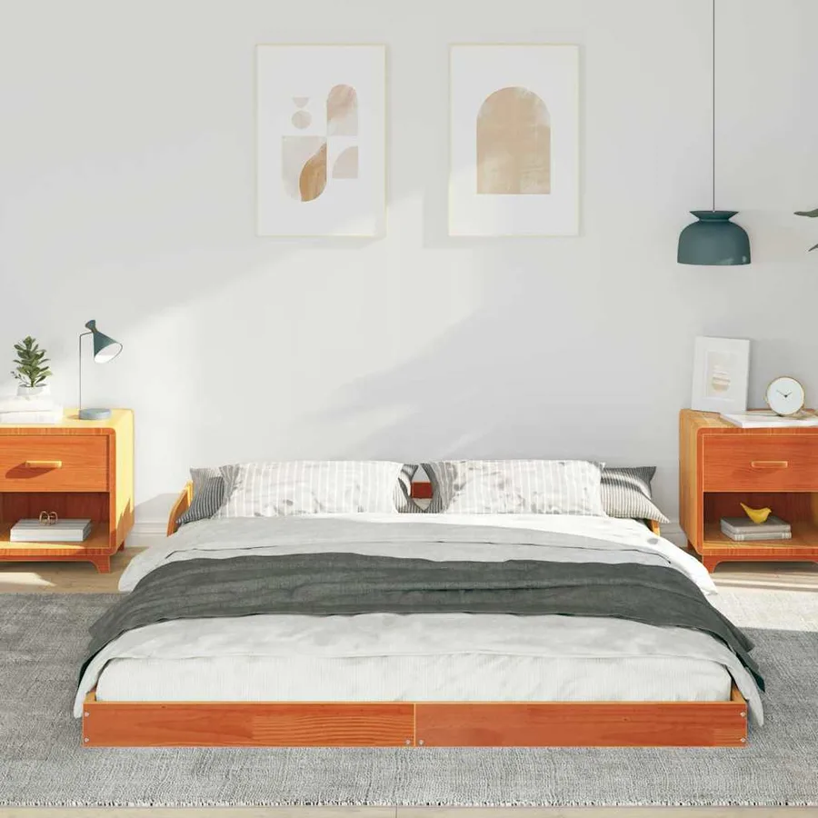 Cadre de lit Brun cire 160 x 200 cm Pin massif - 3