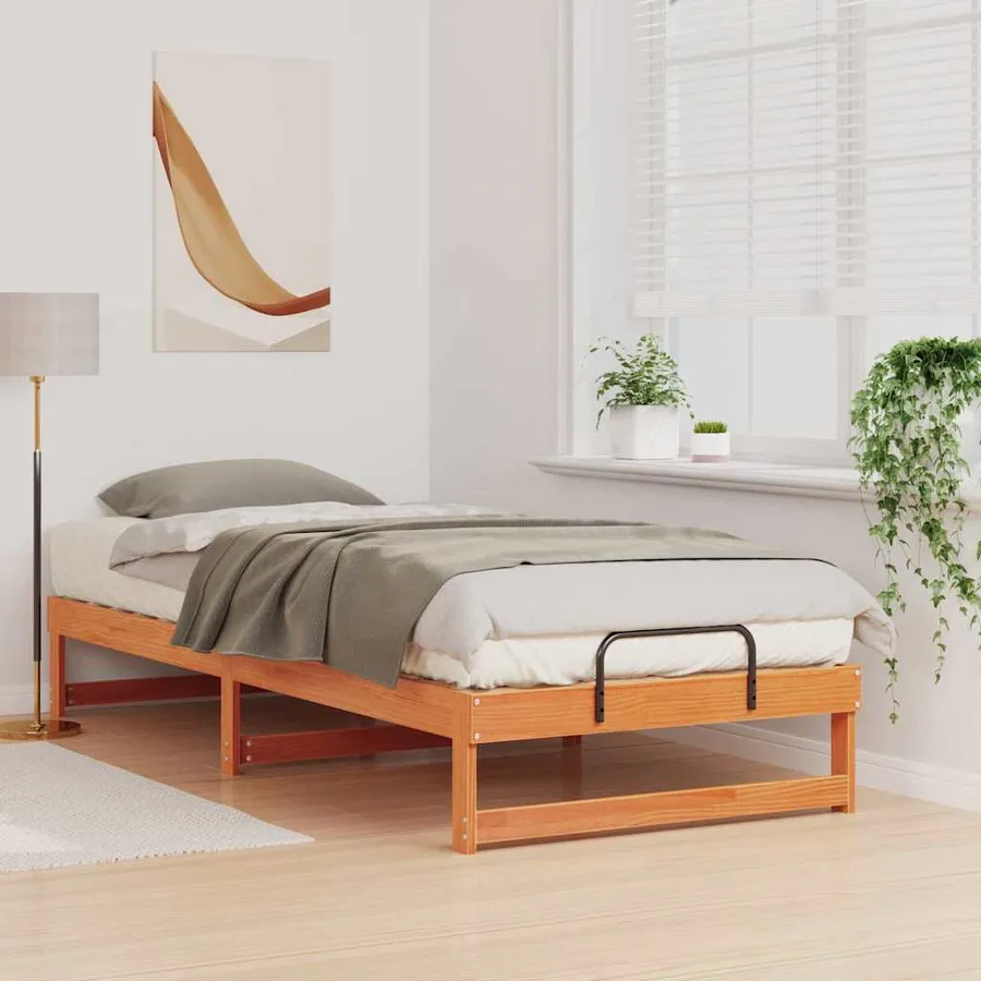 Cadre de lit Marron 100 x 220 cm Pin massif - 3