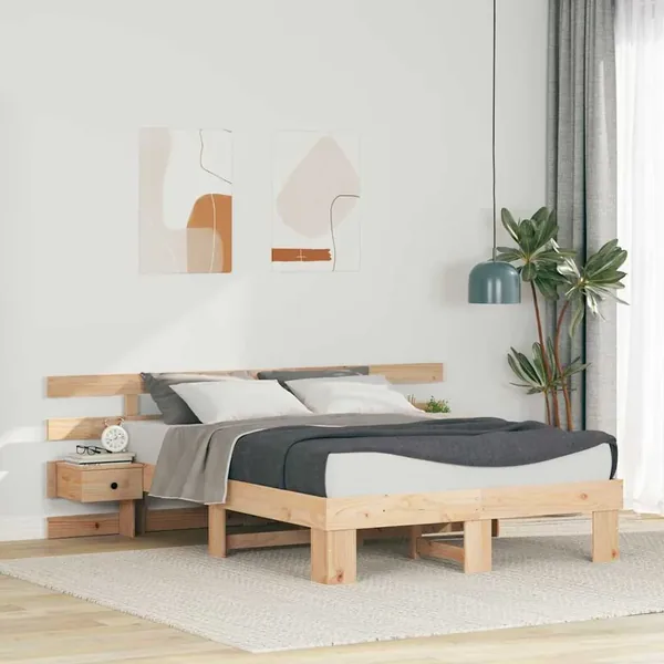 Cadre de lit avec tête de lit Marron 120 x 200 cm Pin massif