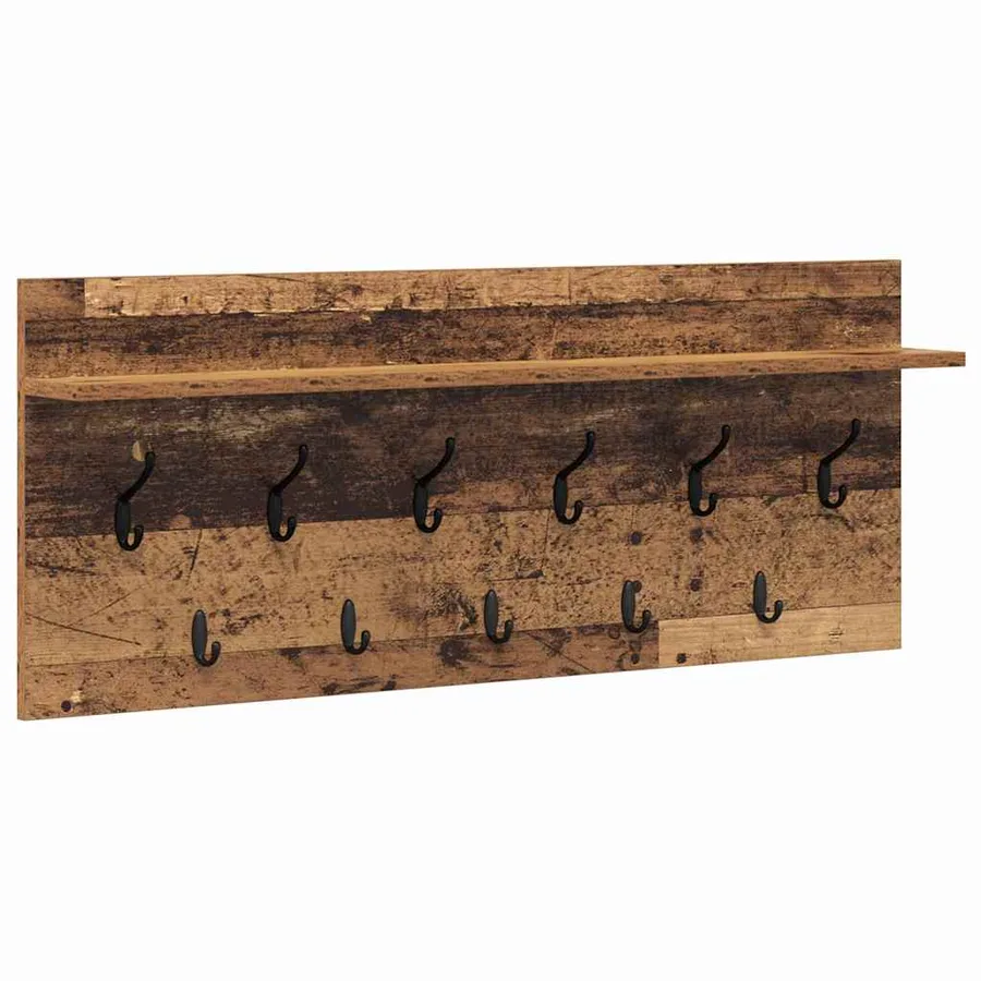 Porte-manteau mural avec étagère Bois ancien 100 x 40 x 12 cm - 2