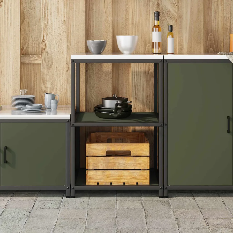 Rangement de cuisine HATTEM Vert olive 60 x 50 x 92 cm Acier - 4