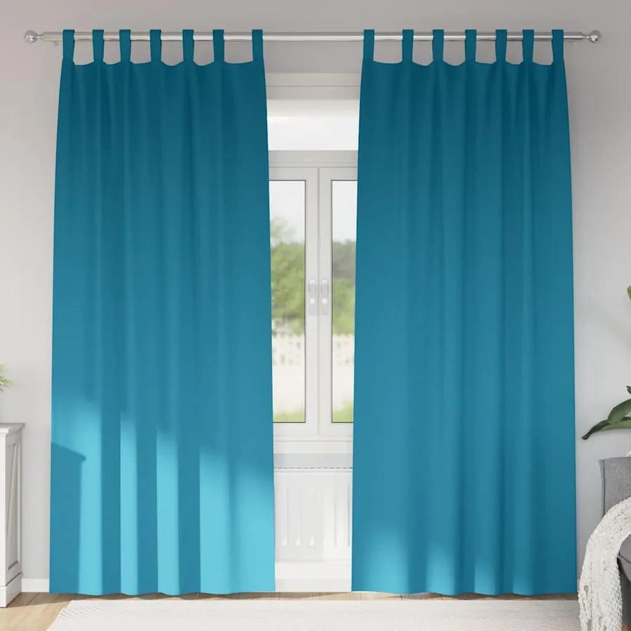 Rideaux occultants avec anneaux 2 pcs Turquoise 260 x 140 cm