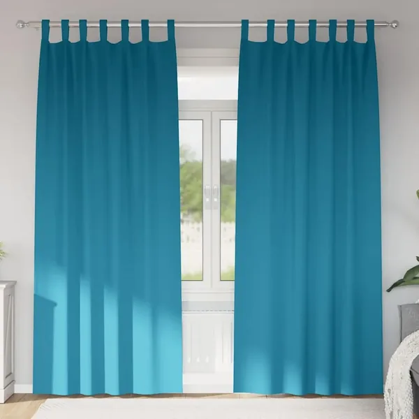 Rideaux occultants avec anneaux 2 pcs Turquoise 260 x 140 cm