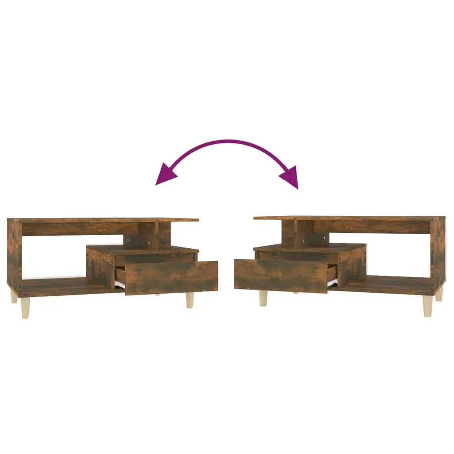 Table basse Chêne fumé 90x49x45 cm Bois d'ingénierie - 8