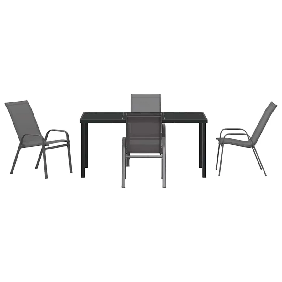 Ensemble de salle à manger pour jardin 5 pcs Gris et Noir - 7