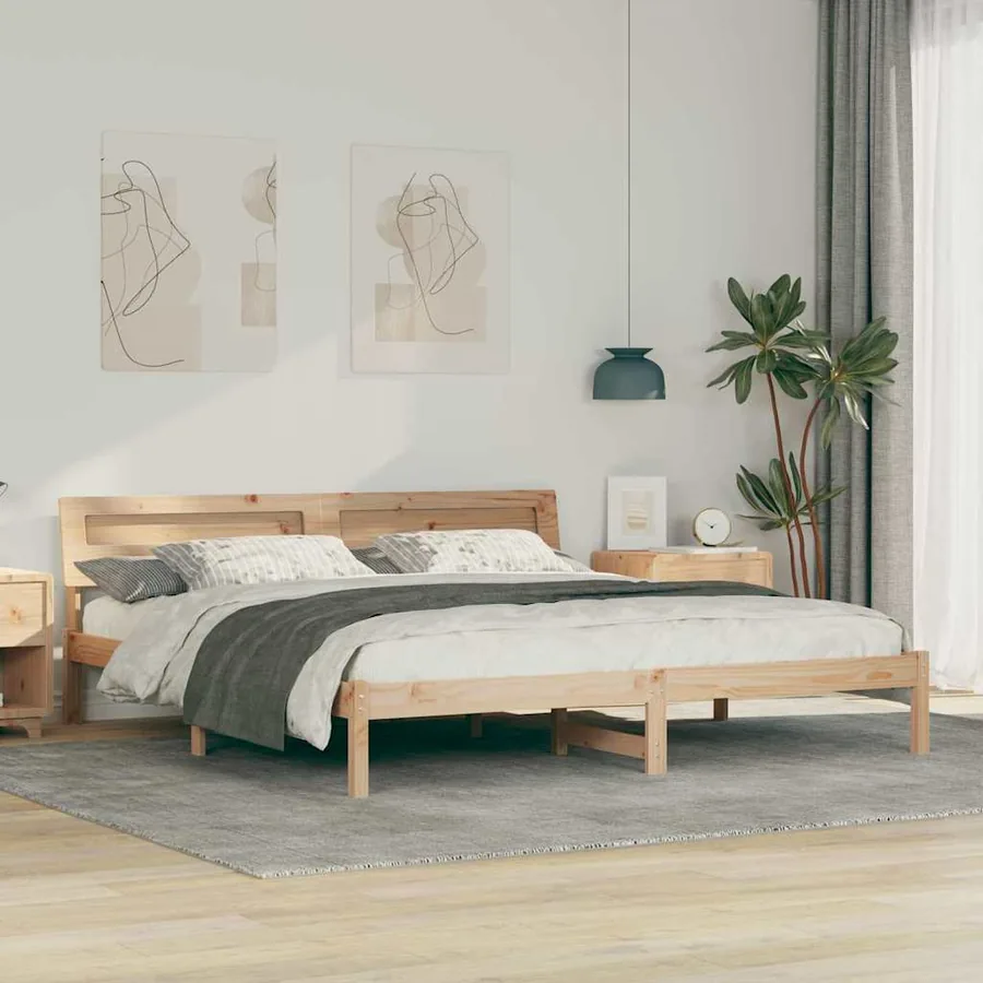 Cadre de lit avec tête de lit Marron 180 x 200 cm Pin massif