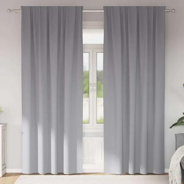 Rideaux occultants avec anneaux 2 pcs Gris clair 260 x 140 cm