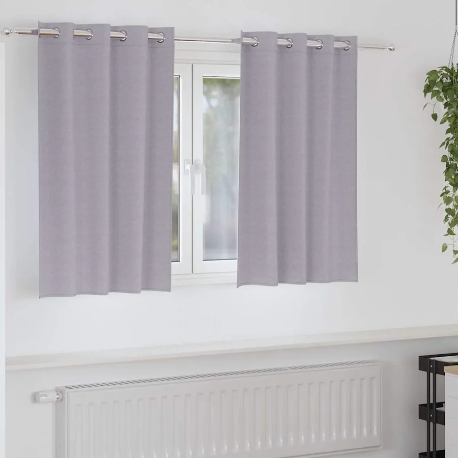Rideaux occultants avec anneaux 2 pcs Gris métal 140 x 140 cm
