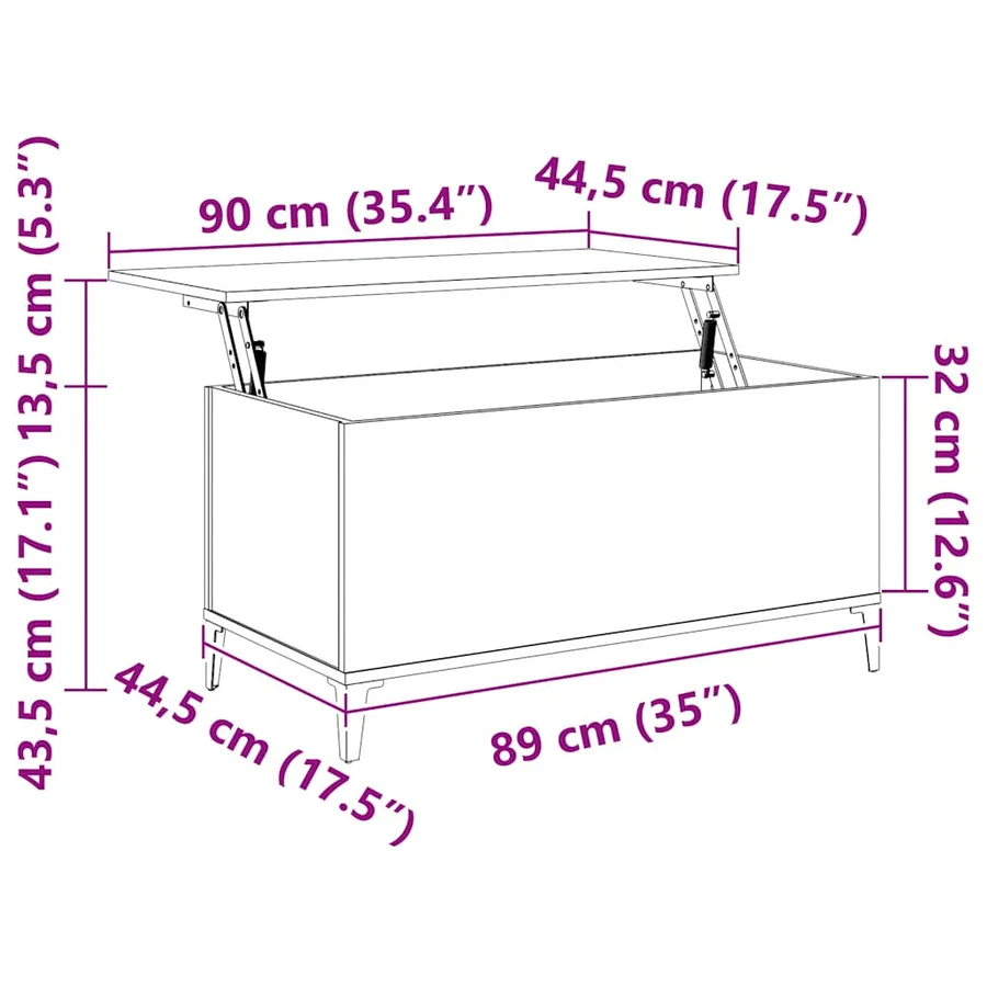 Table basse Chêne sonoma 90x44,5x45 cm Bois d'ingénierie - 10