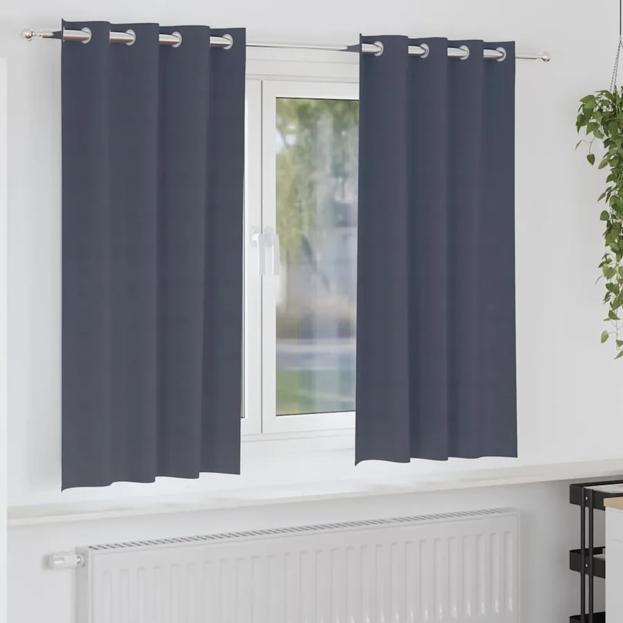 Rideaux occultants avec anneaux 2 pcs Anthracite 175 x 140 cm