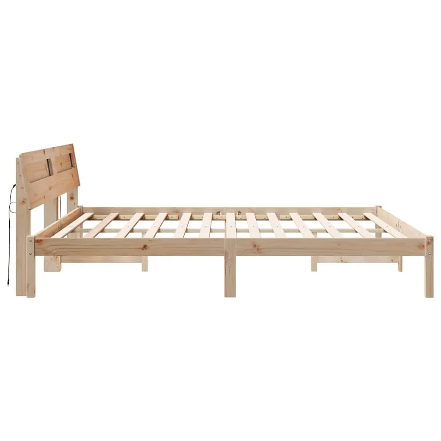 Cadre de lit avec tête de lit Marron 200 x 200 cm Pin massif - 6