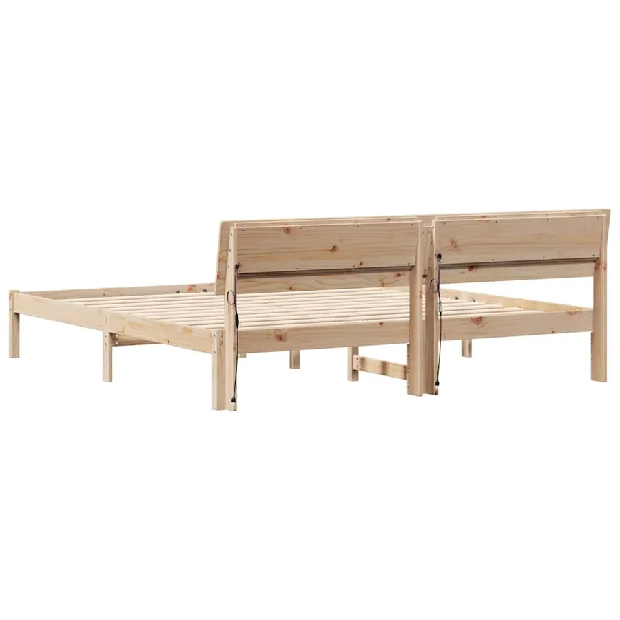 Cadre de lit avec tête de lit Marron 200 x 200 cm Pin massif - 7