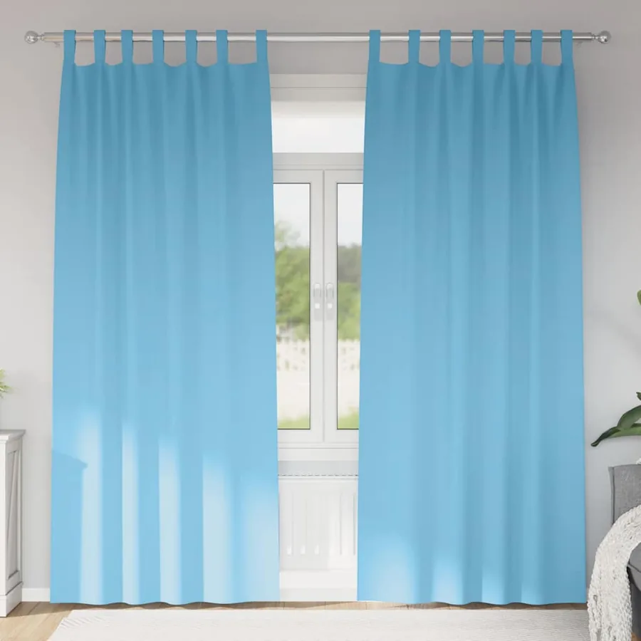 Rideaux occultants avec anneaux 2 pcs Bleu clair 245 x 140 cm