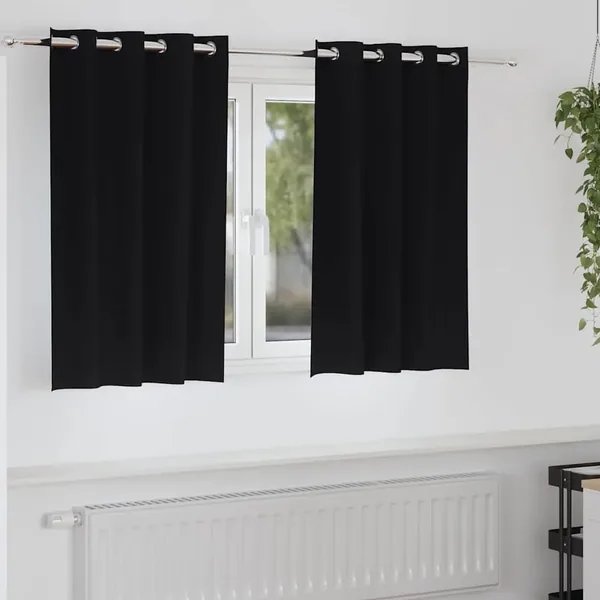Rideaux occultants avec anneaux 2 pcs Noir 140 x 140 cm