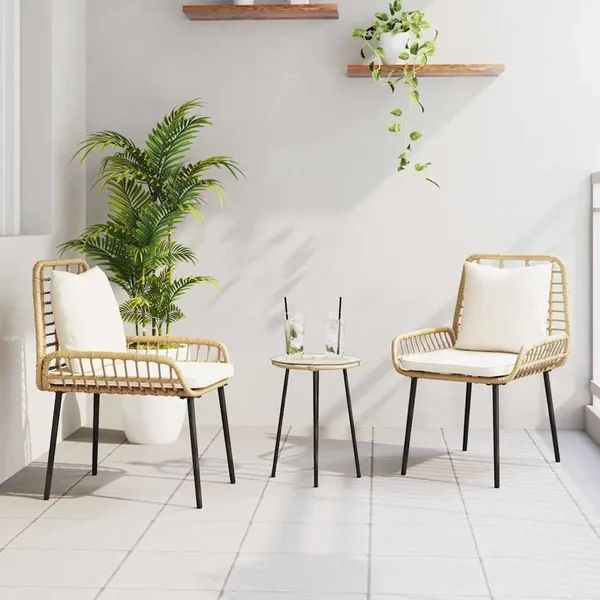 Ensemble de salle à manger pour jardin 3 pcs Marron et Crème