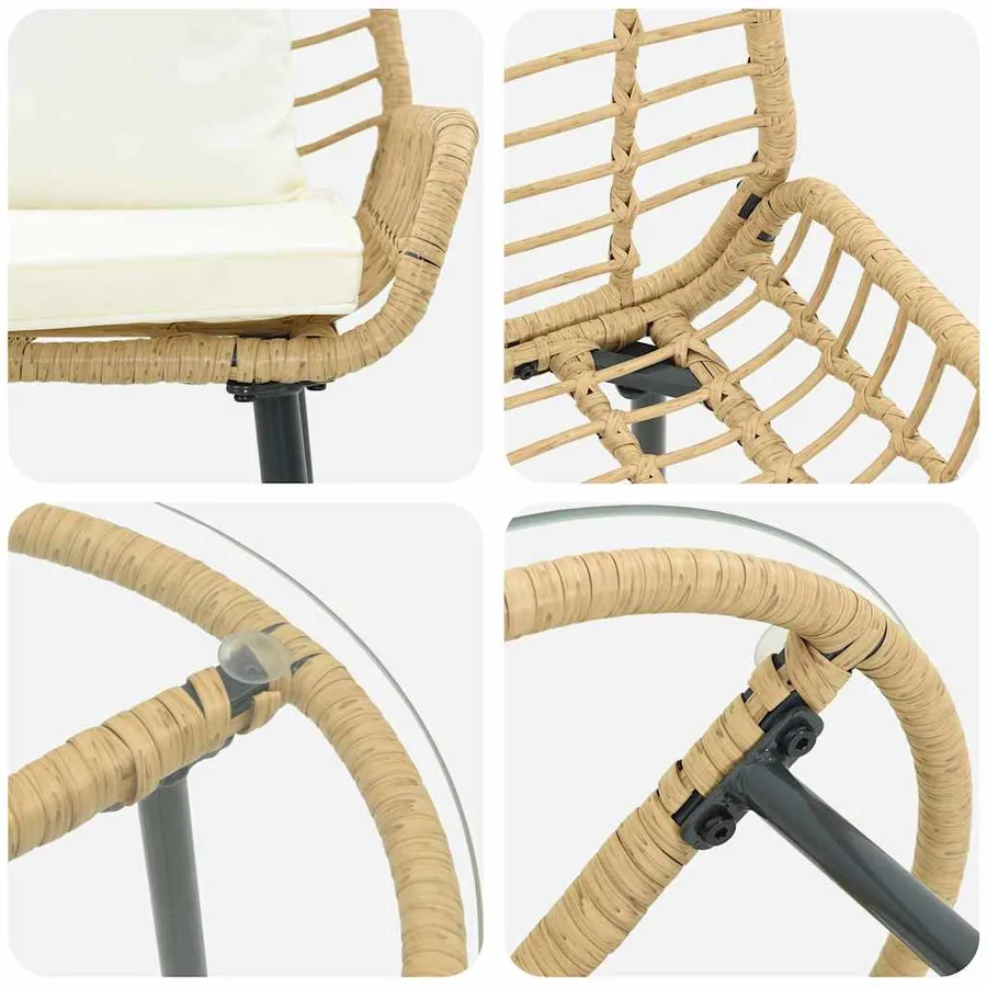 Ensemble de salle à manger pour jardin 3 pcs Marron et Crème - 10