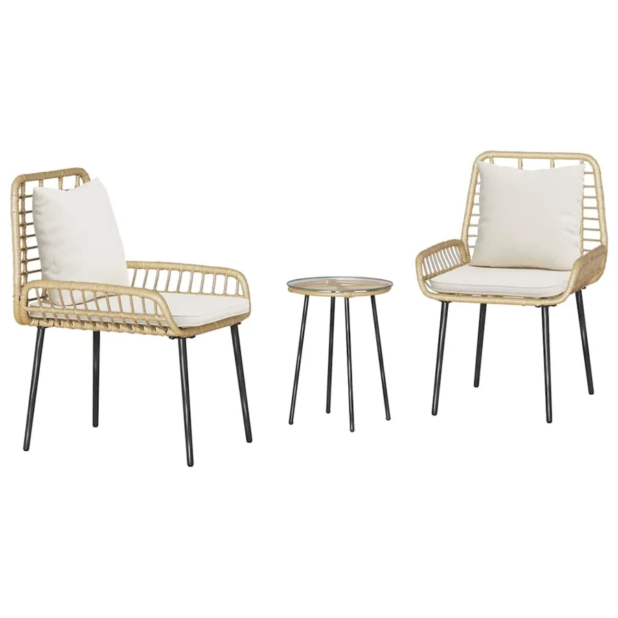 Ensemble de salle à manger pour jardin 3 pcs Marron et Crème - 2