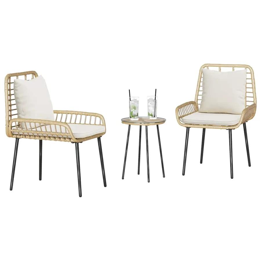Ensemble de salle à manger pour jardin 3 pcs Marron et Crème - 3