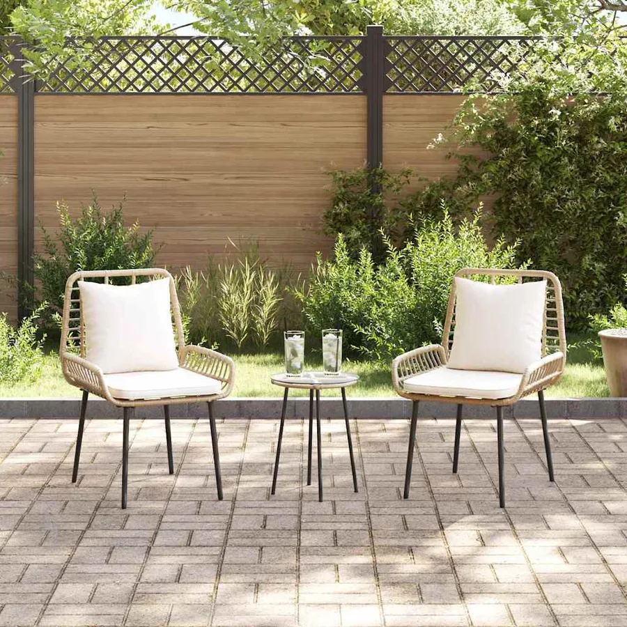 Ensemble de salle à manger pour jardin 3 pcs Marron et Crème - 4