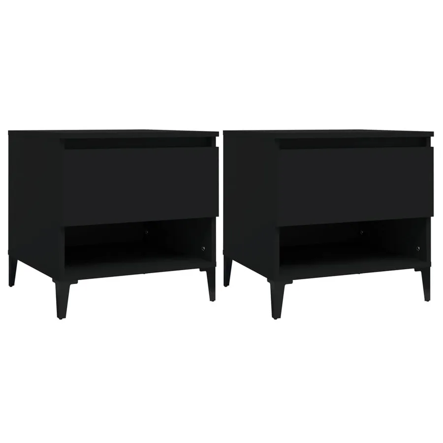 Tables d'appoint 2 pcs Noir 50x46x50 cm Bois d’ingénierie - 2