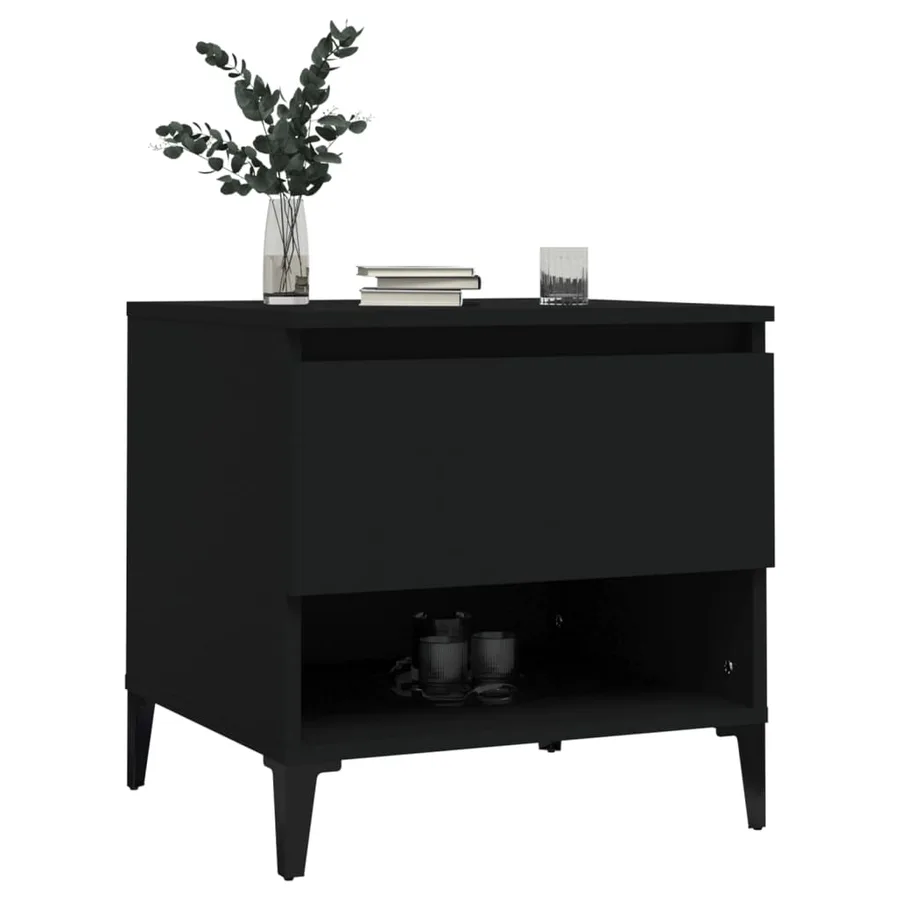 Tables d'appoint 2 pcs Noir 50x46x50 cm Bois d’ingénierie - 4