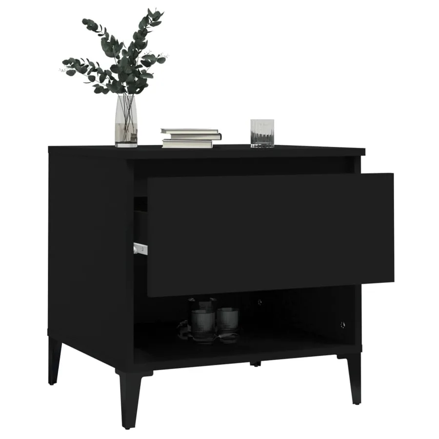 Tables d'appoint 2 pcs Noir 50x46x50 cm Bois d’ingénierie - 5