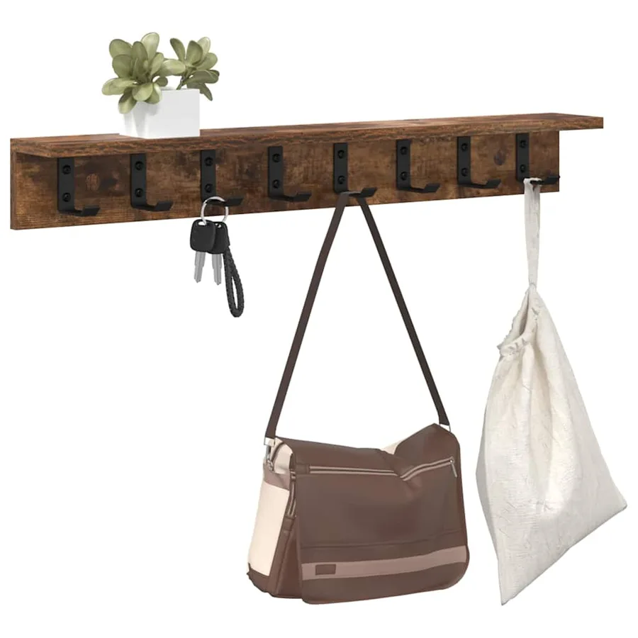 Porte-manteau mural Chêne fumé 80 x 10,5 x 10,5 cm - 3